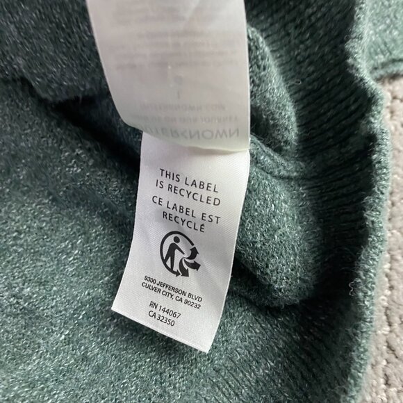 Outerknown Sweater Sweatshirt Large Fits like Small Green Heather Crew Roll Neck - Picture 6 of 12